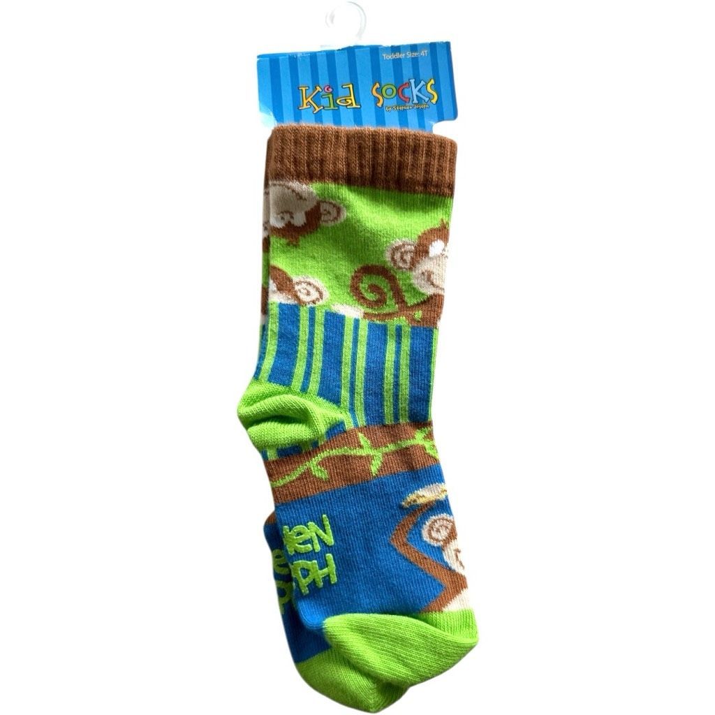 Brand New Toddler Boys Kid Socks By Stephen Joseph Monkey Socks  Sz 4t